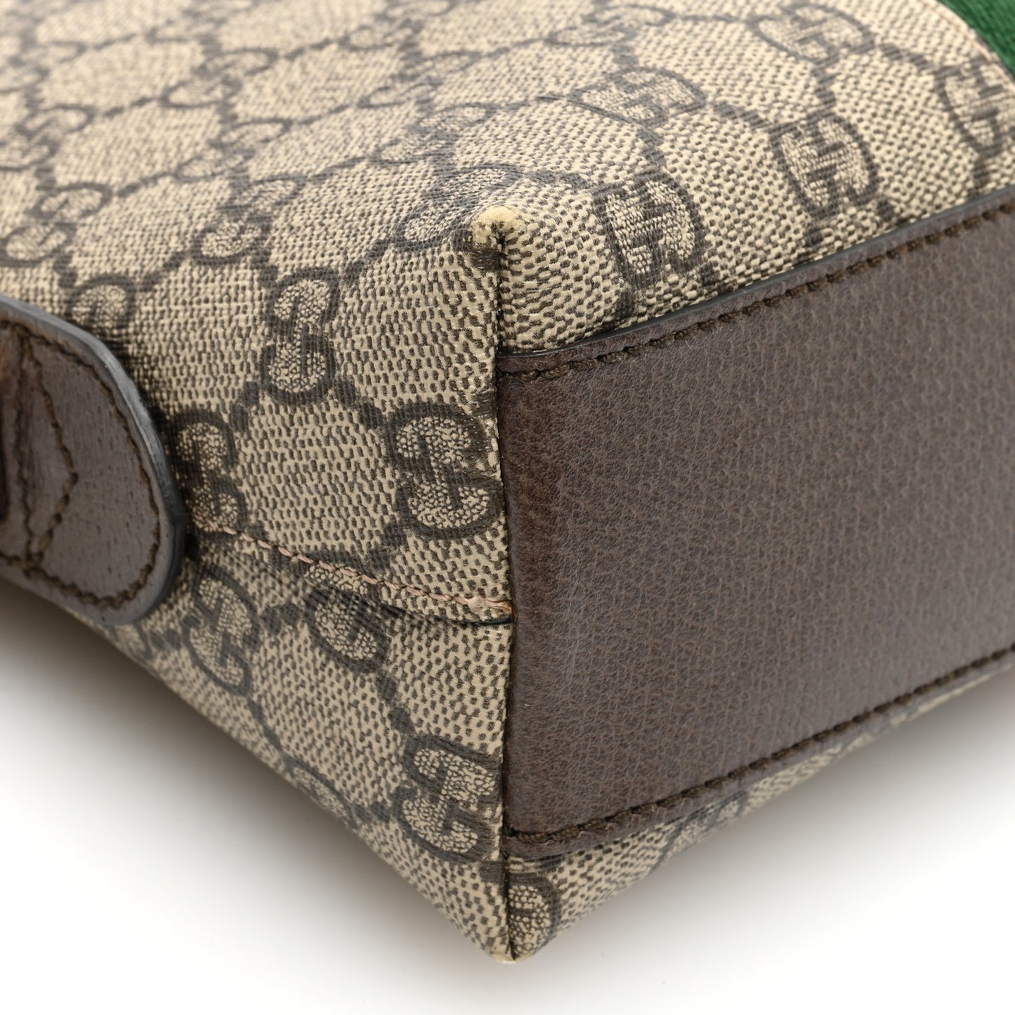 GG Supreme Monogram Textured Dollar Calfskin Web Small Ophidia Dome Shoulder Bag Beige Ebony New Acero