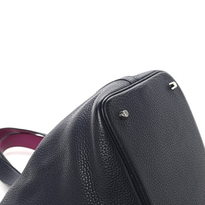 Hermes Taurillon Clemence Swift Eclat Picotin Lock 22 MM Bleu Nuit Rose Pourpre 9 of 12