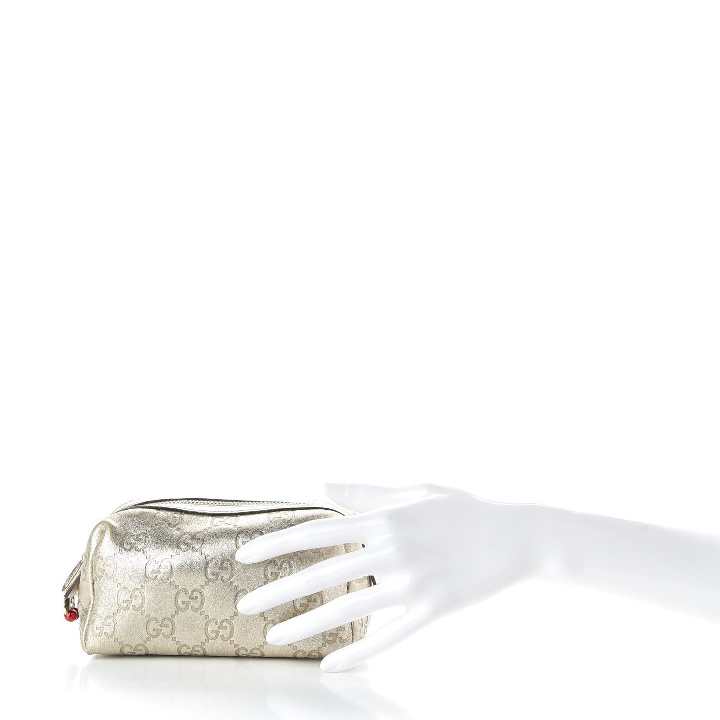 Metallic Guccissima Small Cosmetic Case Gold