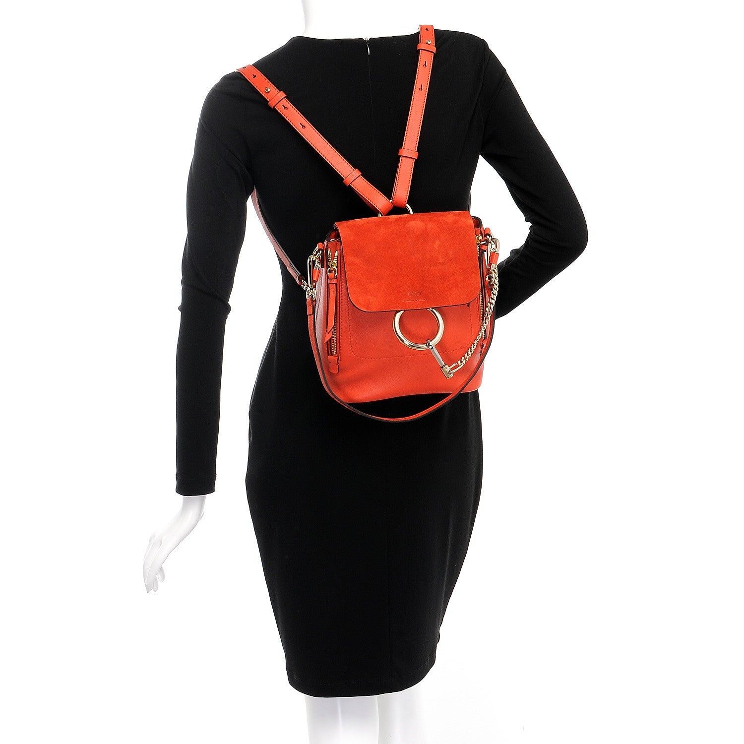 Chloe Suede Calfskin Small Faye Backpack Sepia Red 3 of 9