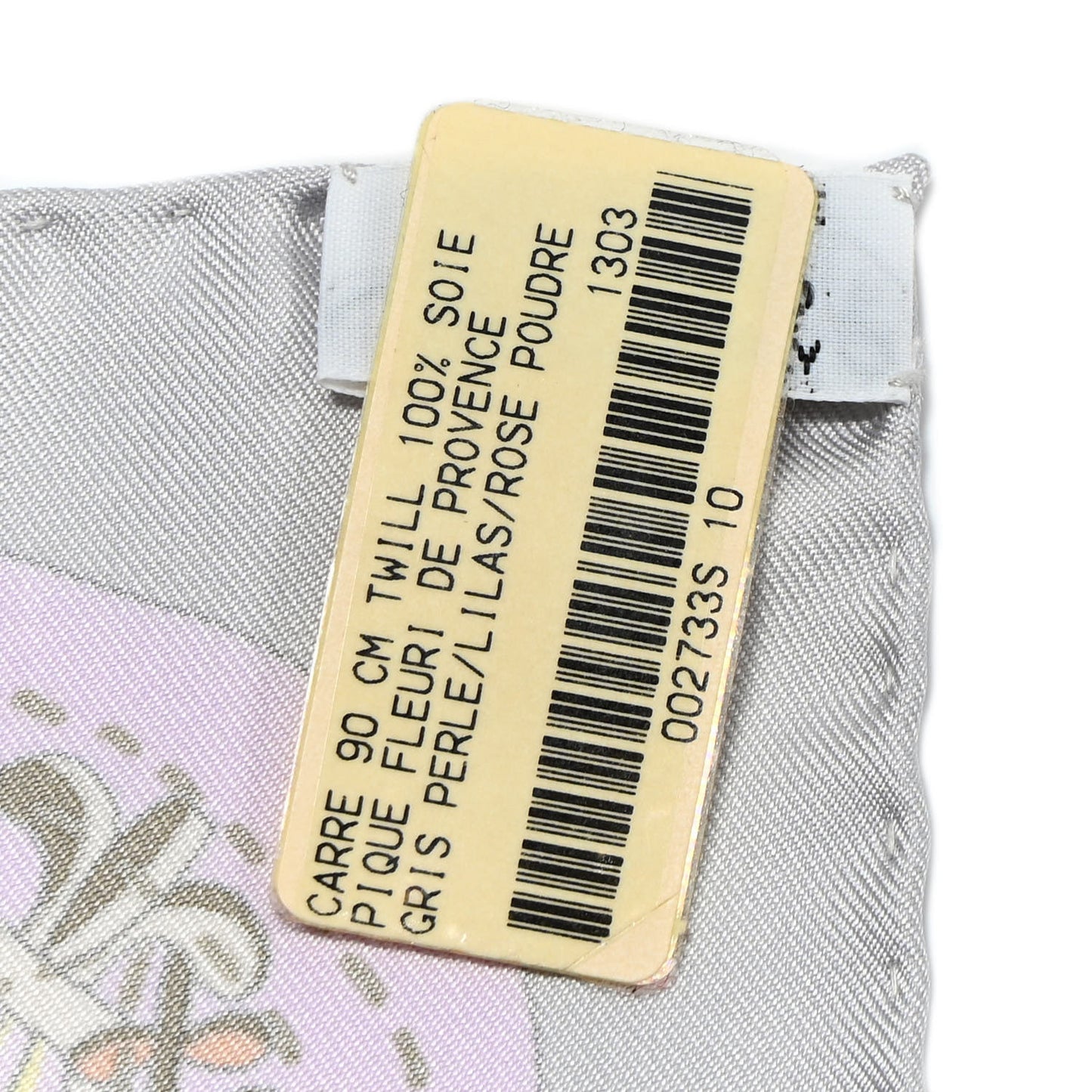 Silk Pique Fleuri de Provence Scarf 90 Gris Perle Lilas Rose Poudre