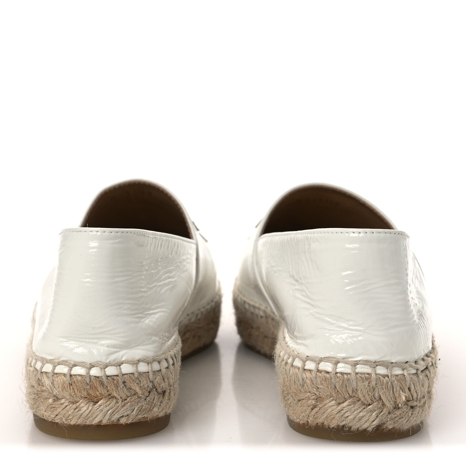 Chanel Distressed Patent CC Espadrilles 38 White Silver 6 of 11