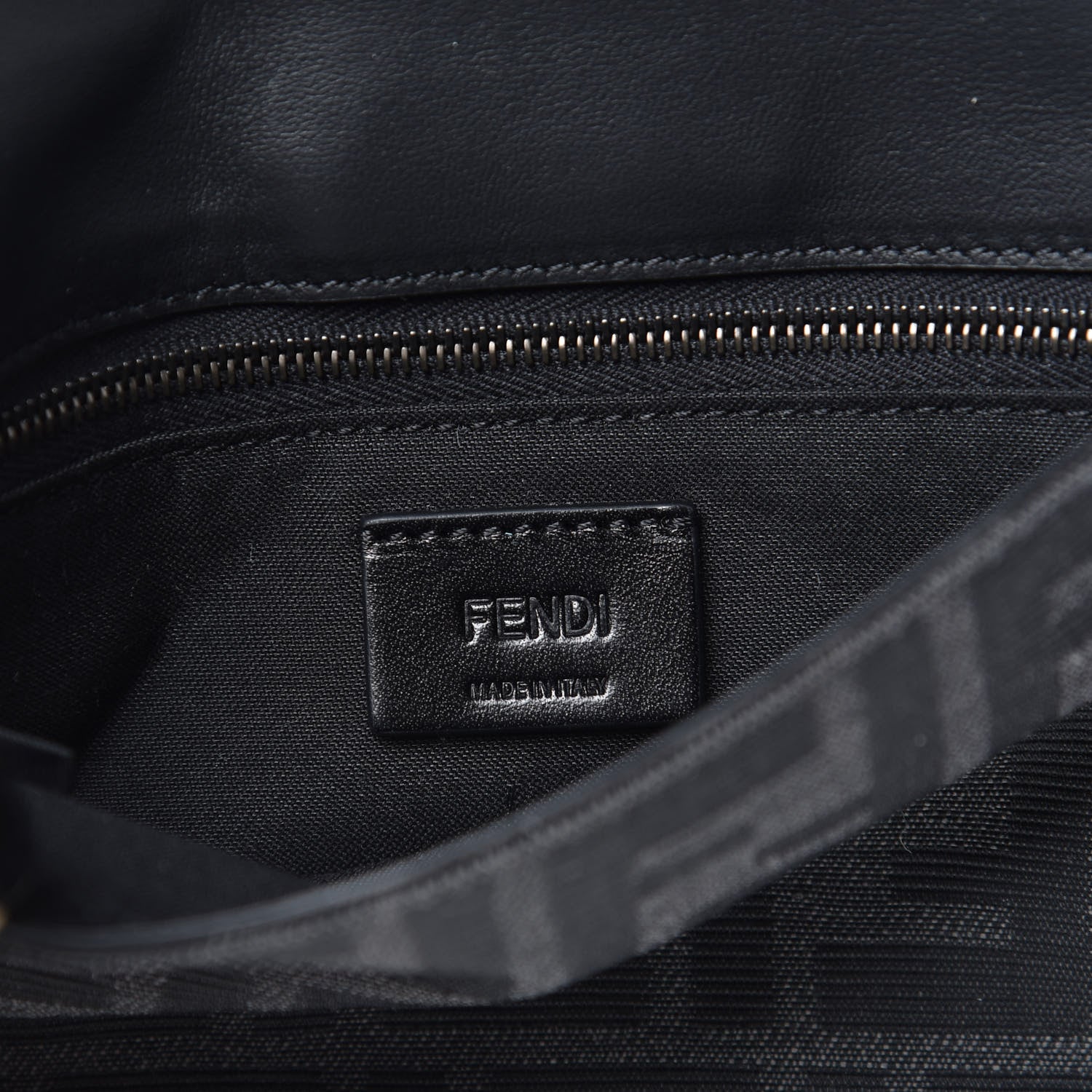 Fendi Recycled Fabric Jacquard Vitello Grace FF 1974 Baguette Belt Pouch Asfalto Black 6 of 9