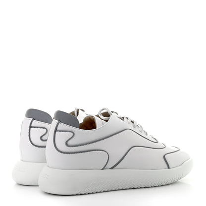 Hermes Calfskin Reflective Volte Sneakers 37.5 White Gris 4 of 8