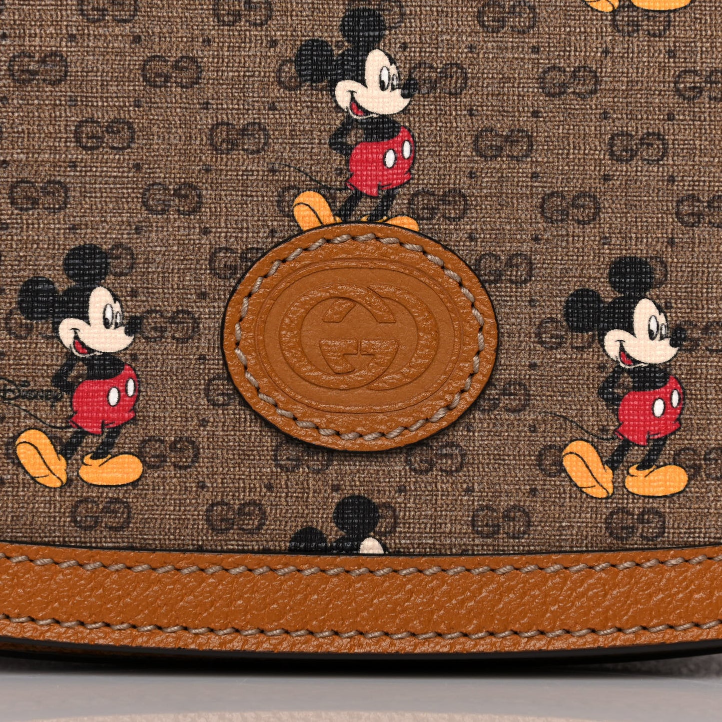 X DISNEY Mini Vintage GG Supreme Monogram Mickey Mouse Small Flap Messenger Bag Beige Vintage Sun Oil