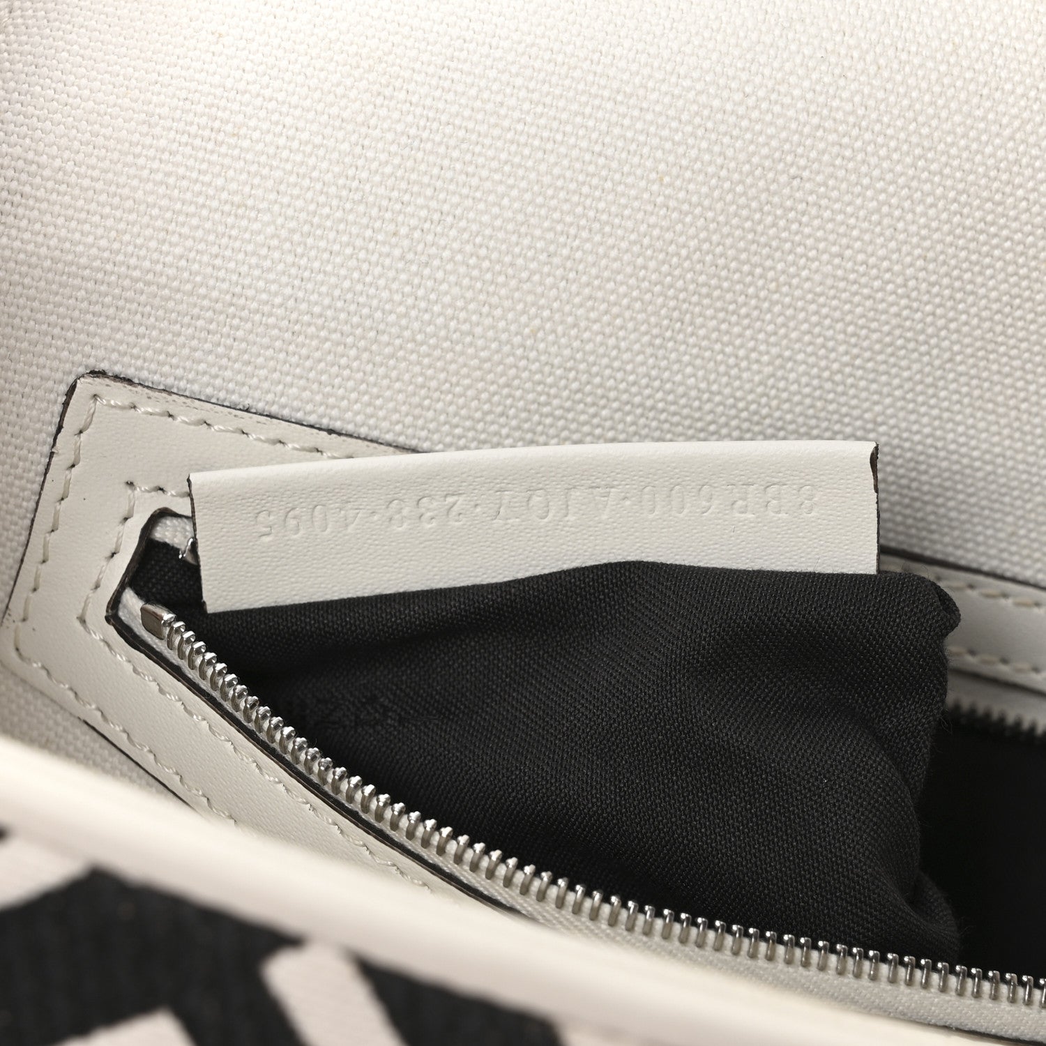 Fendi Canvas Vitello King FF Embroidered Baguette White Black 7 of 11