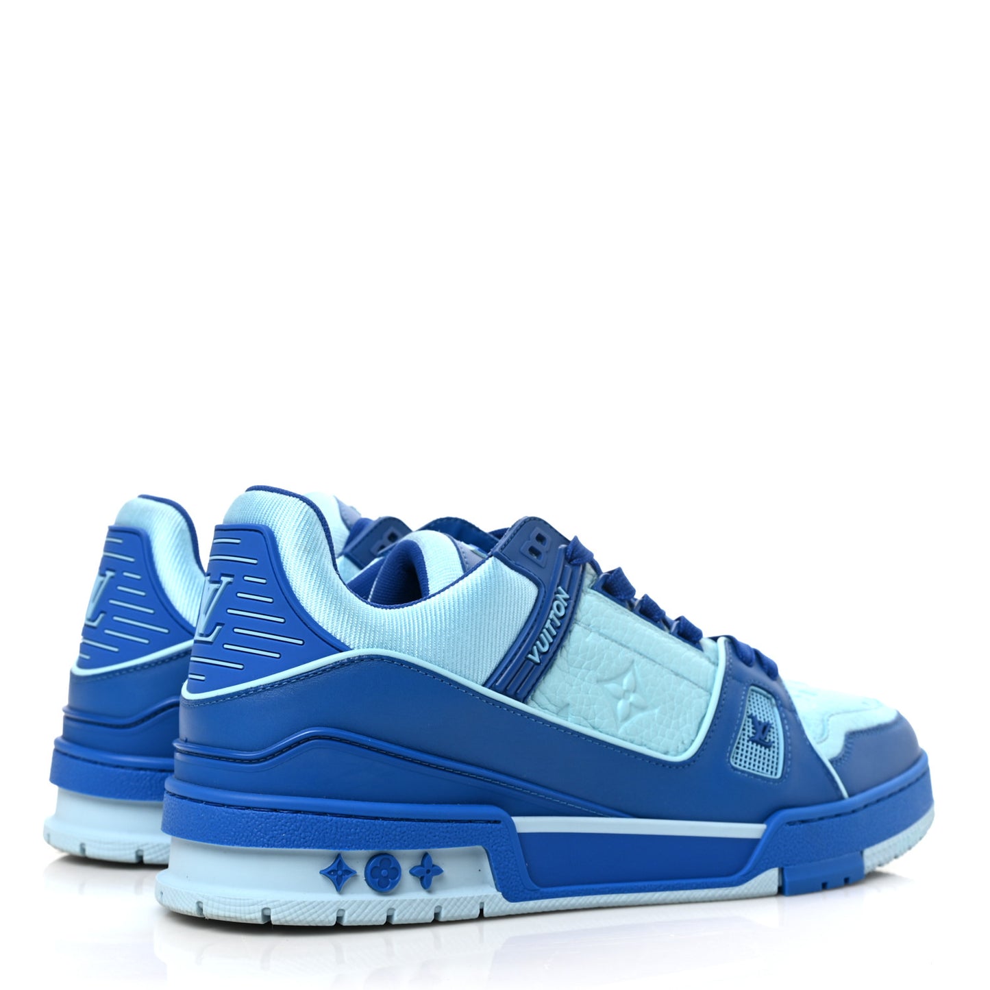 Calfskin Monogram Mens LV Trainer Sneakers 8 Blue