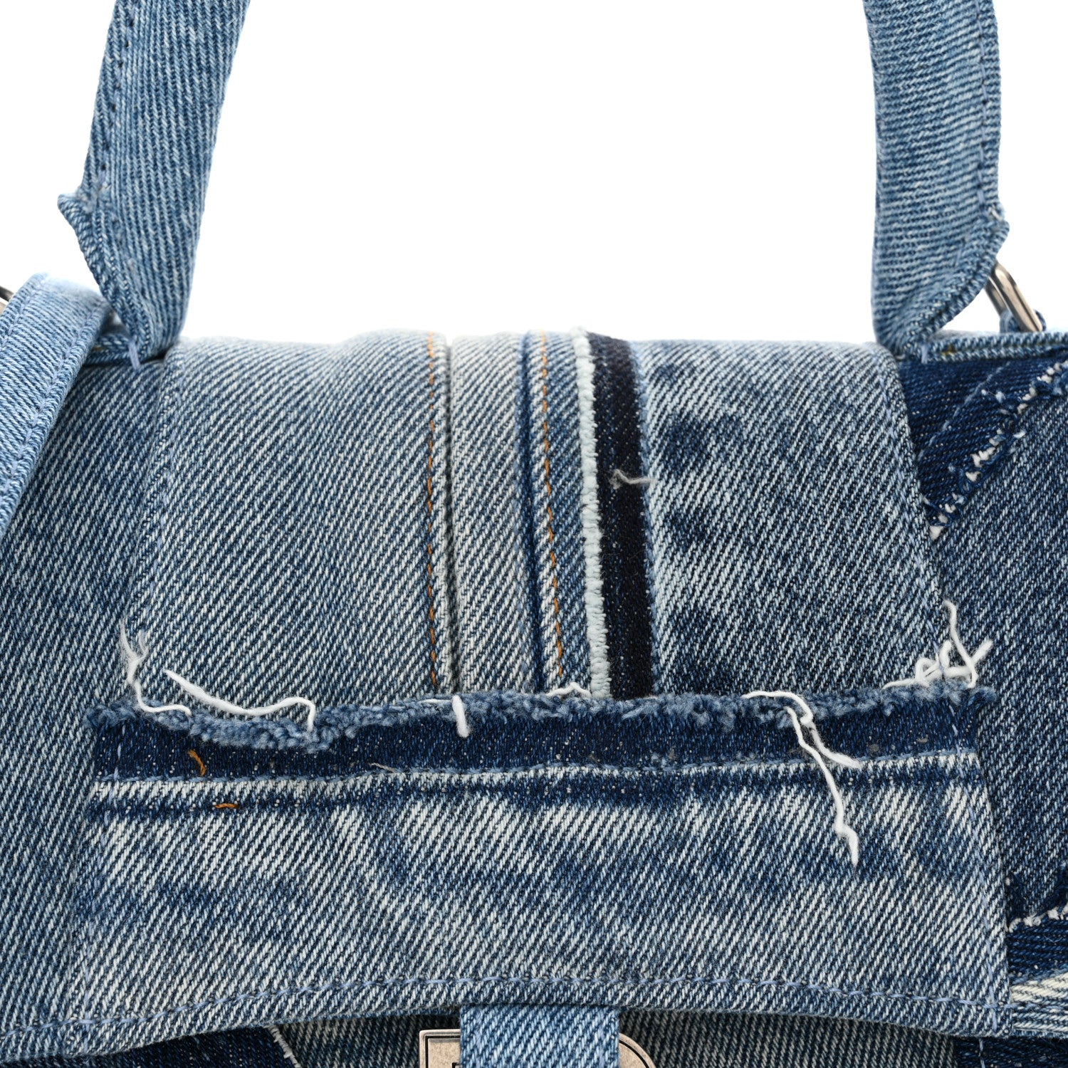 Balenciaga Denim Patchwork Small Hourglass Top Handle Bag Washed Blue 9 of 13
