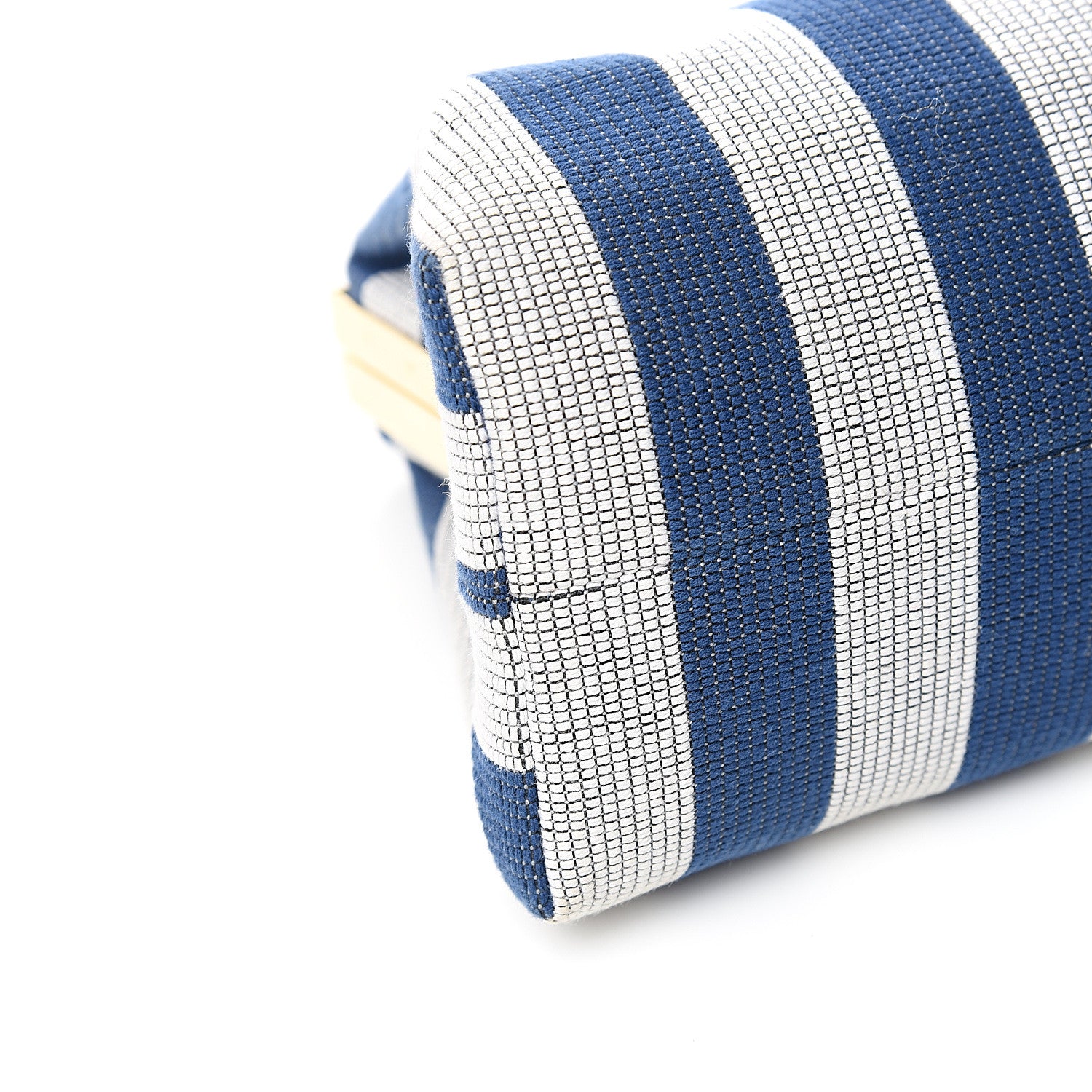 Mansur Gavriel Canvas Stripe Mini Volume Chain Clutch Blue White 6 of 7