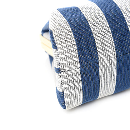 Mansur Gavriel Canvas Stripe Mini Volume Chain Clutch Blue White 6 of 7