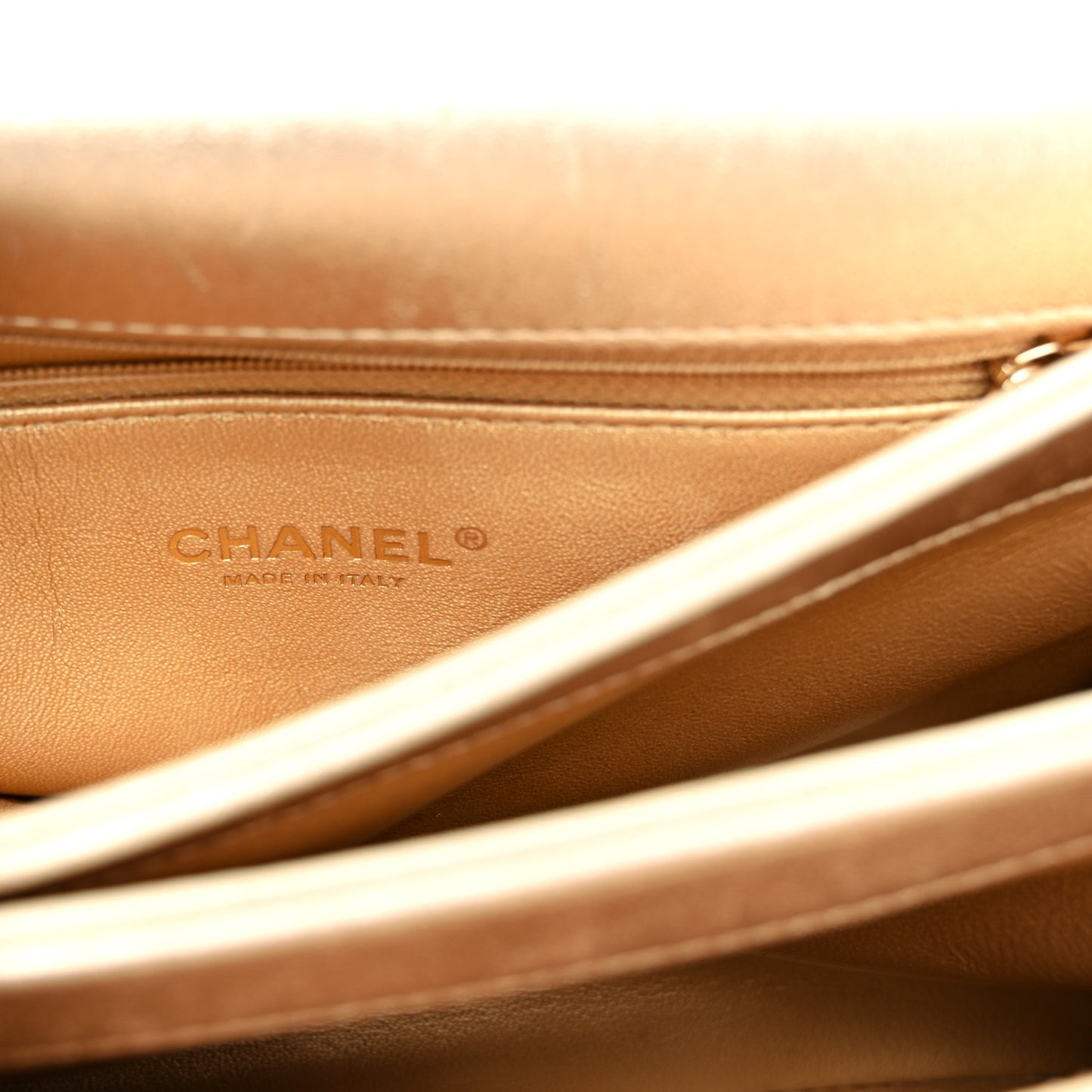 Metallic Lambskin Quilted Small Trendy CC Flap Dual Handle Bag Gold