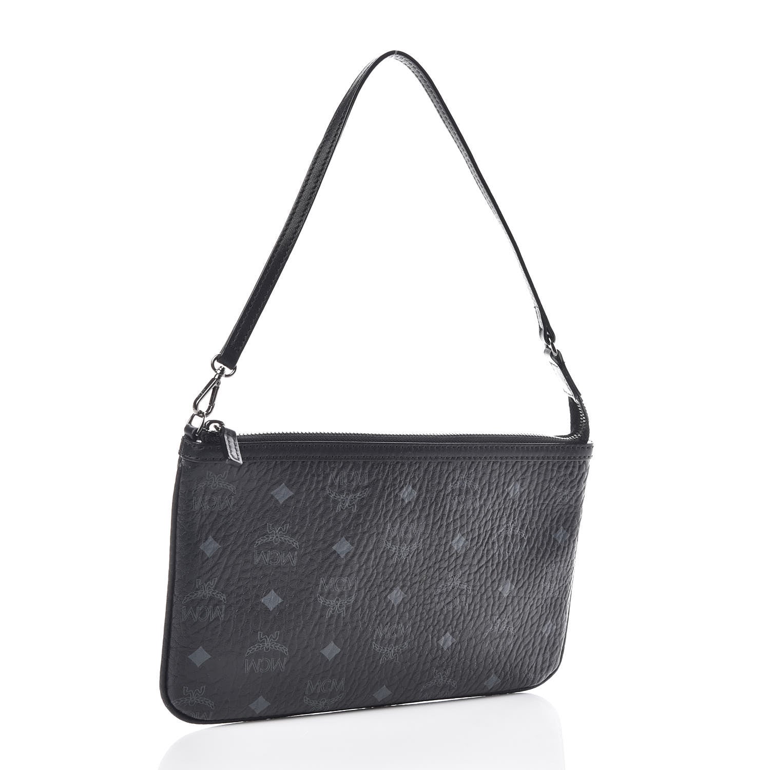 MCM Visetos Liz Shopper Tote Pouch Black 3 of 7