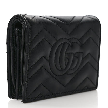 Gucci Calfskin Matelasse GG Marmont Card Case Wallet Black 3 of 11