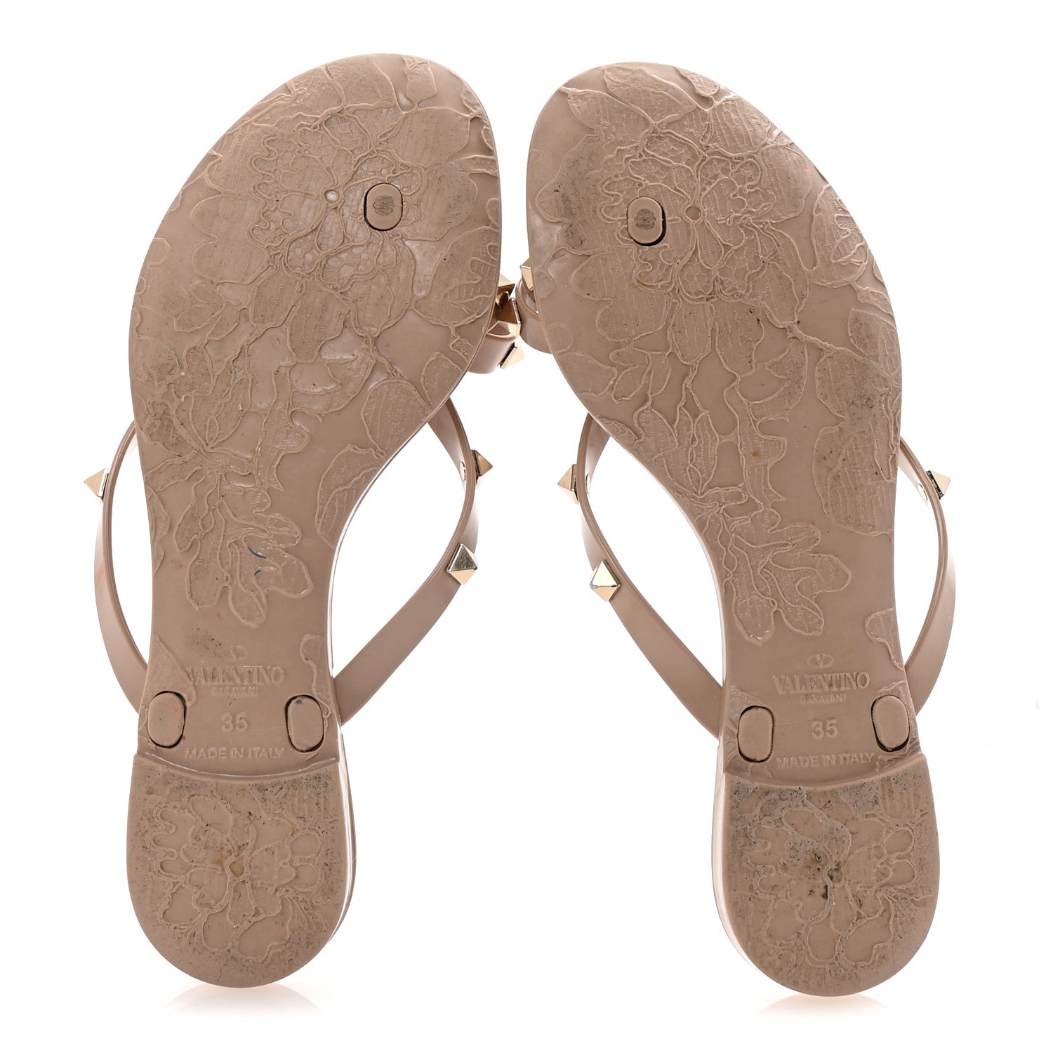 Valentino Garavani PVC Jelly Rockstud Bow Thong Sandals 35 Poudre 6 of 9