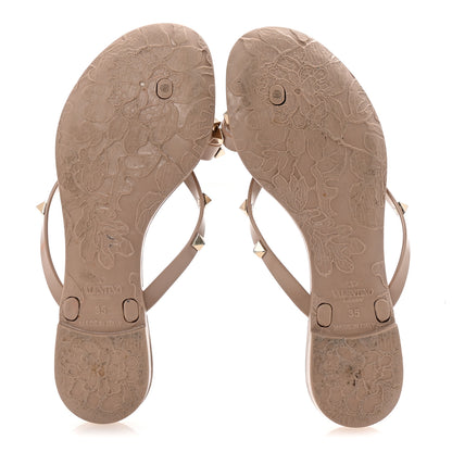 Valentino Garavani PVC Jelly Rockstud Bow Thong Sandals 35 Poudre 6 of 9