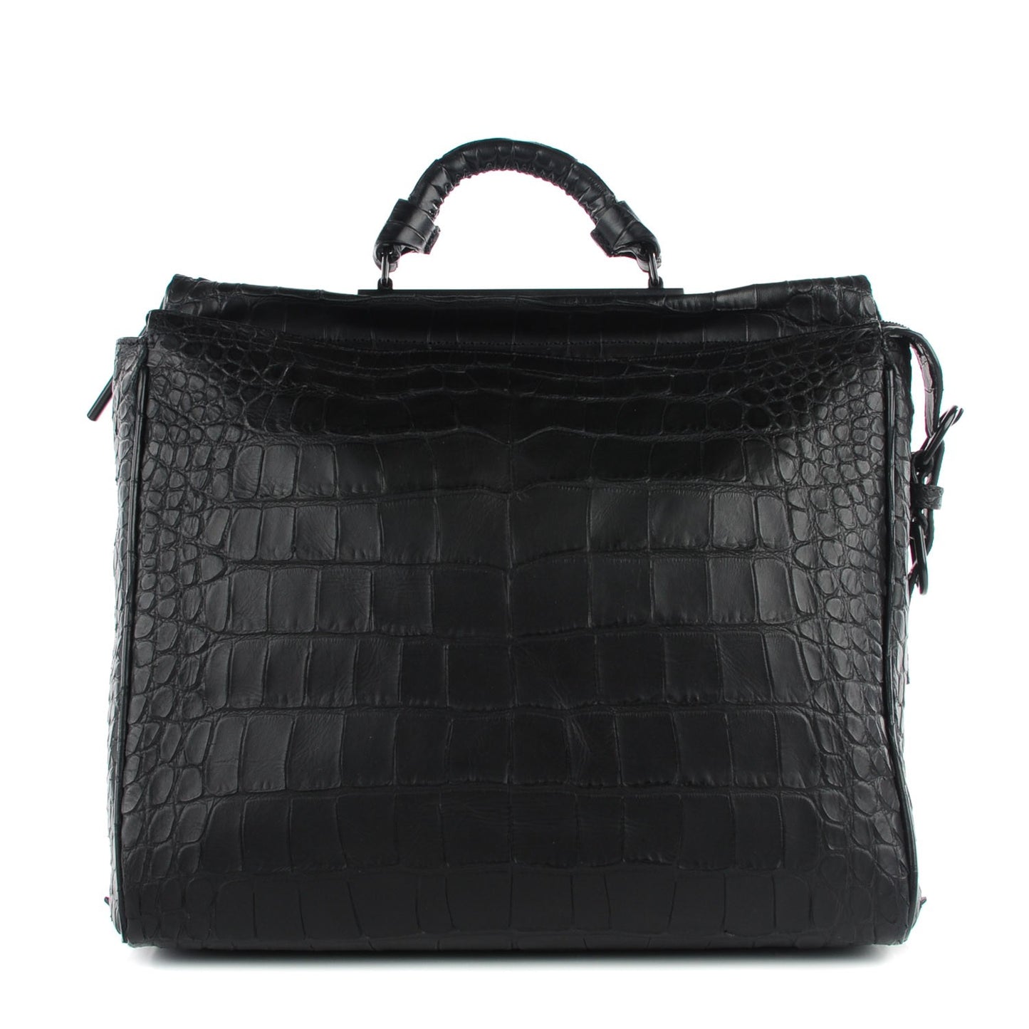 3.1 Crocodile Embossed Large Ryder Satchel Black