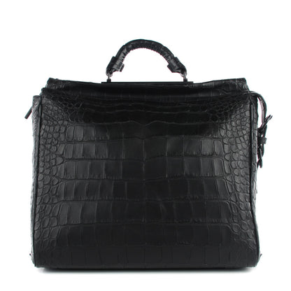 3.1 Phillip Lim 3.1 Crocodile Embossed Large Ryder Satchel Black 1 of 11