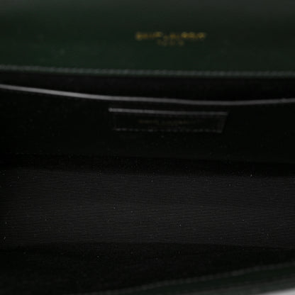 Saint Laurent Grain De Poudre Textured Mixed Matelasse Medium Triquilt Monogram Satchel Vert Fonce 5 of 8