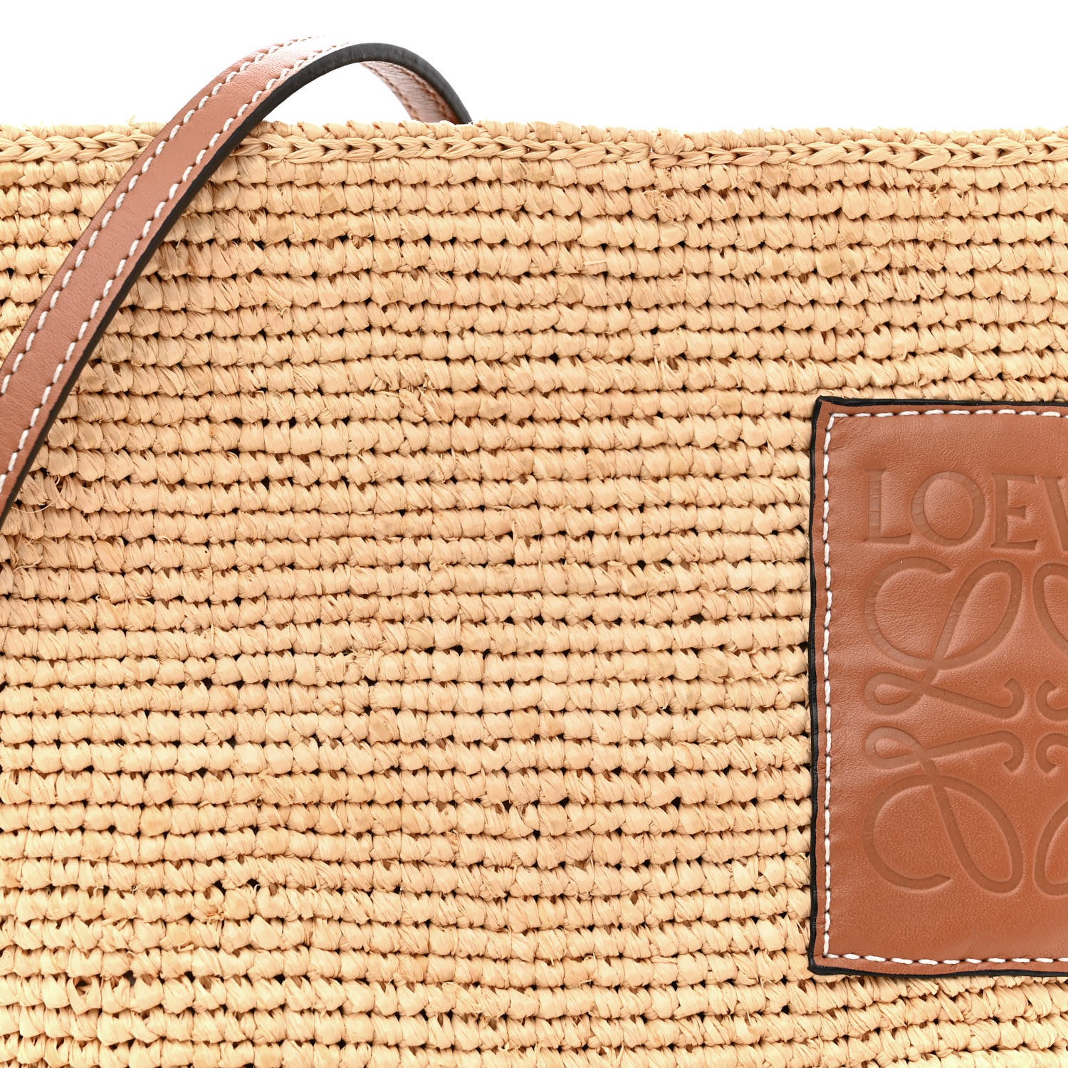 Loewe Calfskin Raffia Paulas Ibiza Pochette Bag Natural Tan 8 of 11