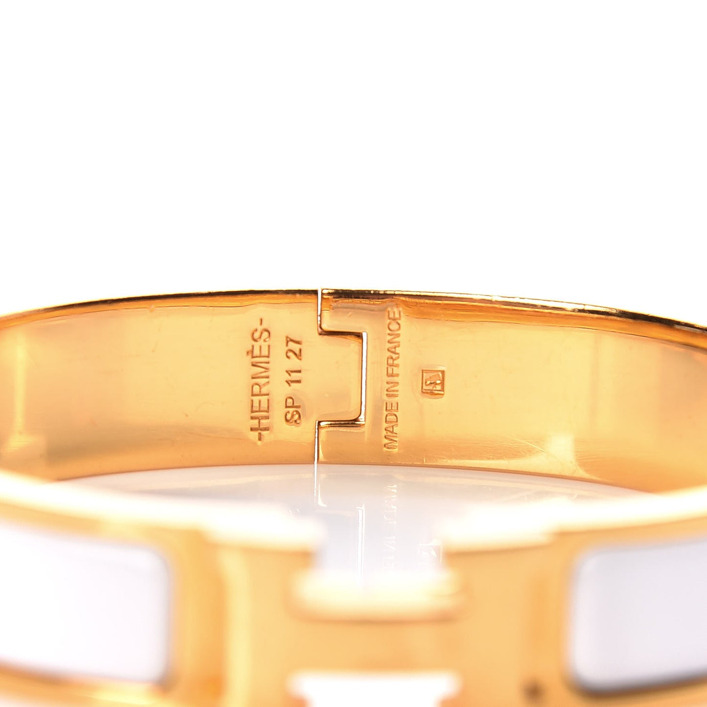 Enamel Narrow Clic Clac H Bracelet GM White