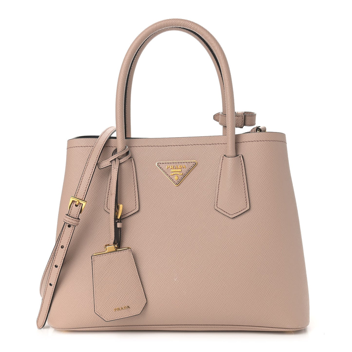 Saffiano Cuir Small Double Bag Cammeo Black