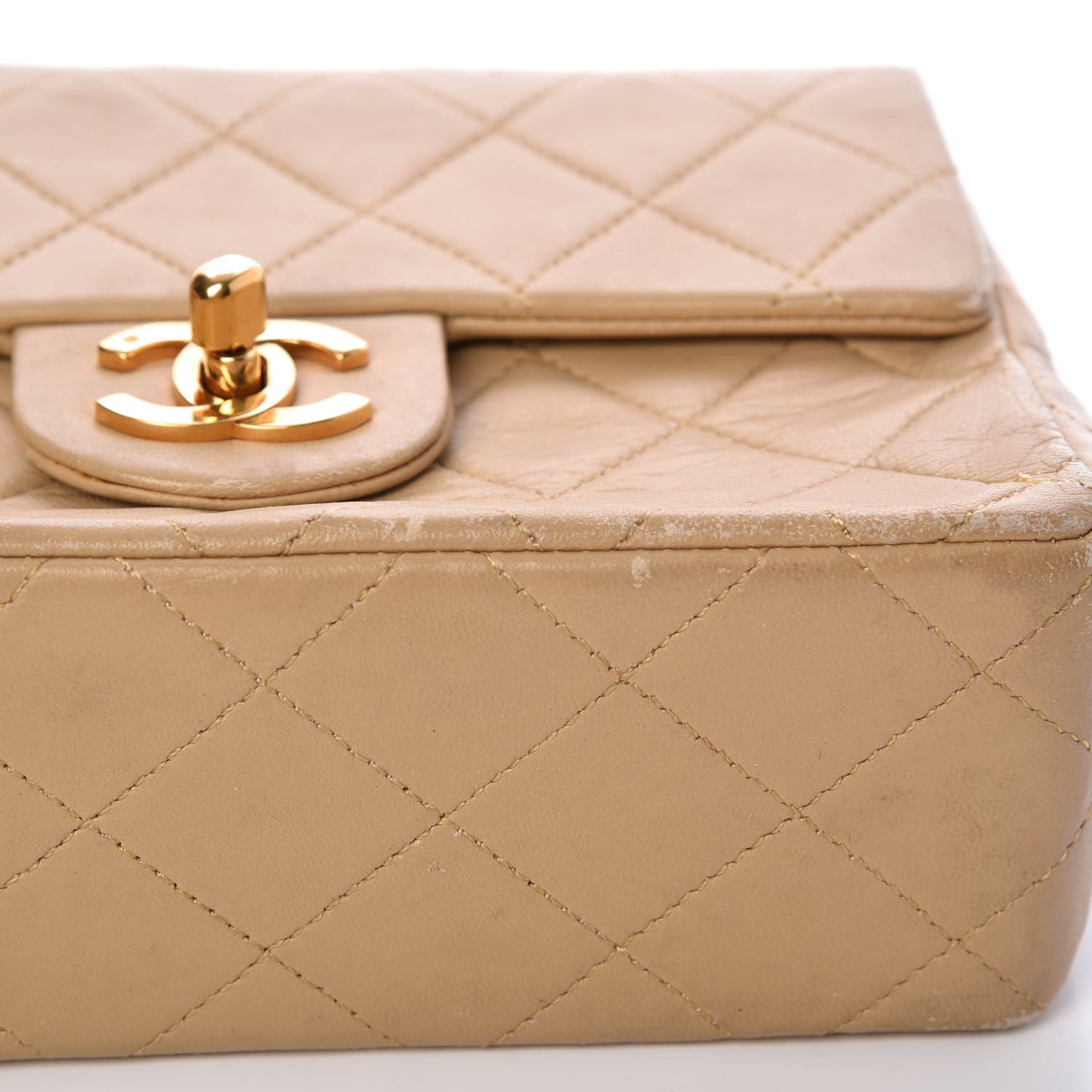 Lambskin Mini Square Flap Beige