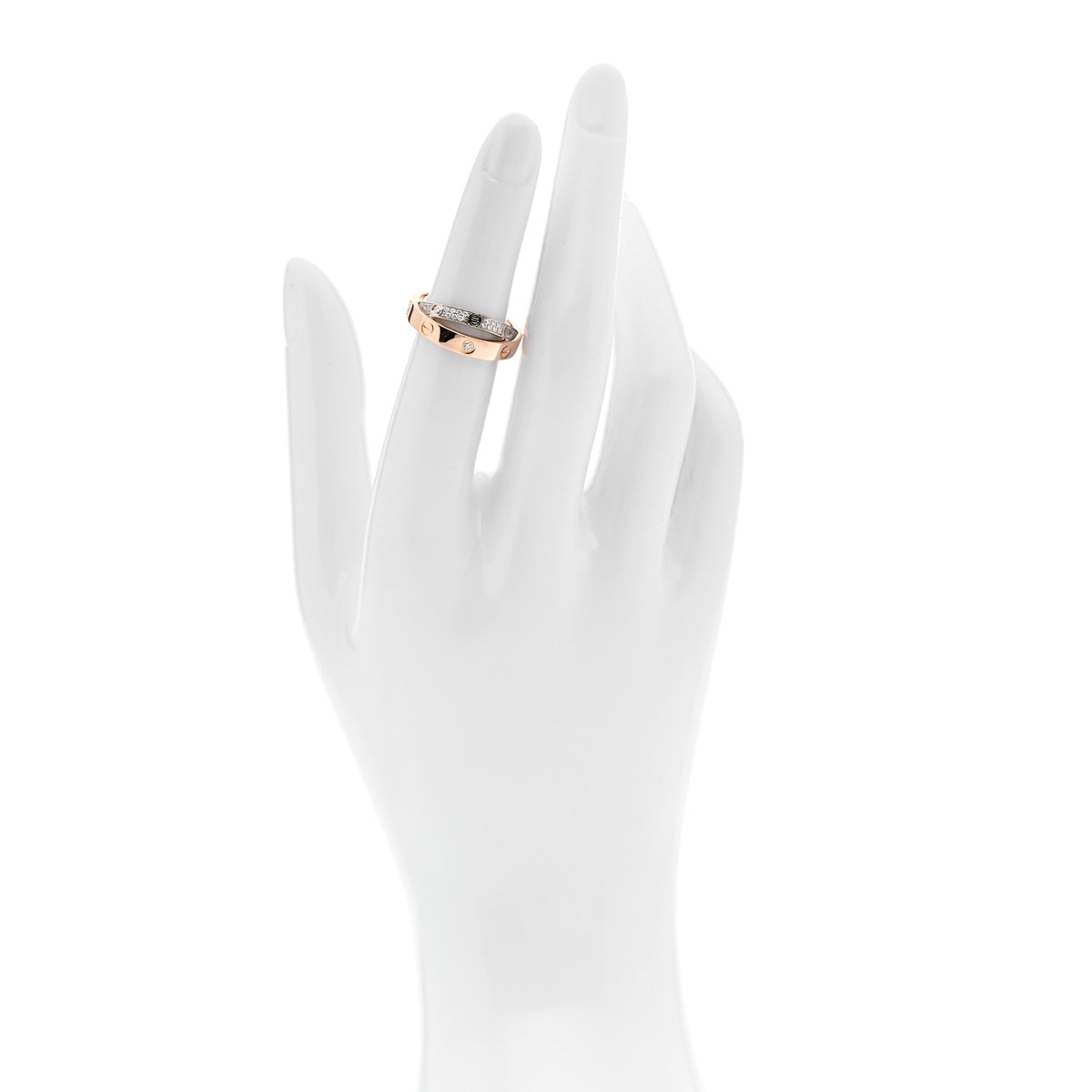18K Pink White Gold Diamond LOVE Pave Ring 49 5