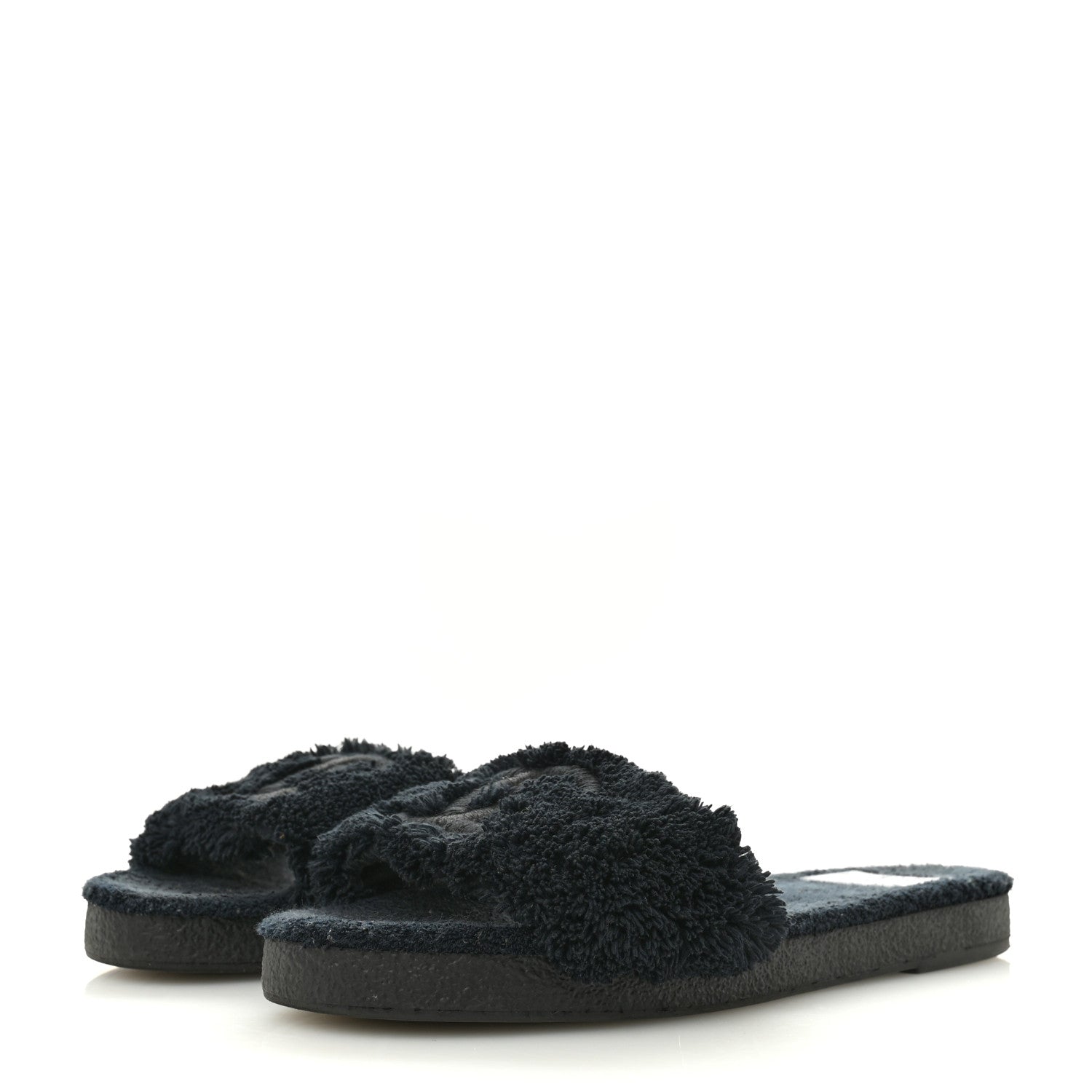 Chanel Terry CC Flat Mules Sandals 40 Black 4 of 11