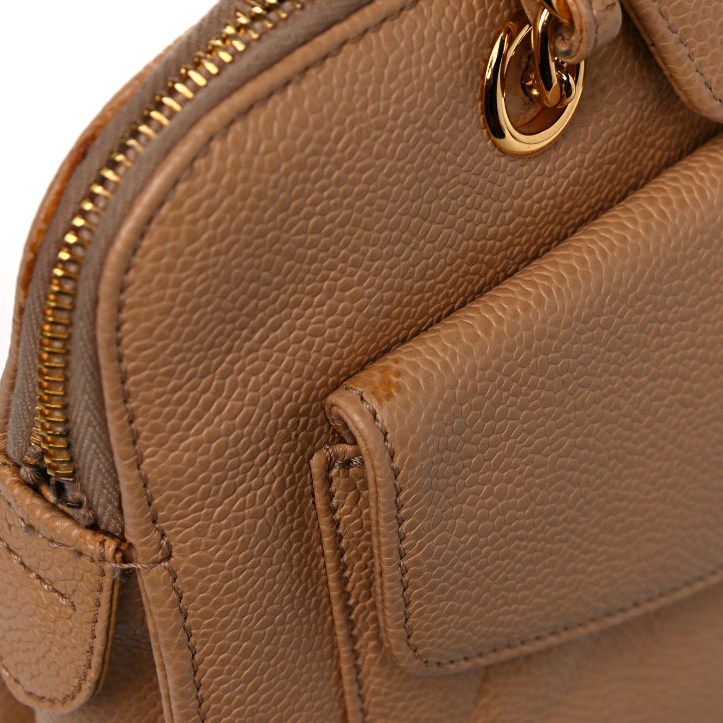 Caviar Flap Shoulder Bag Beige