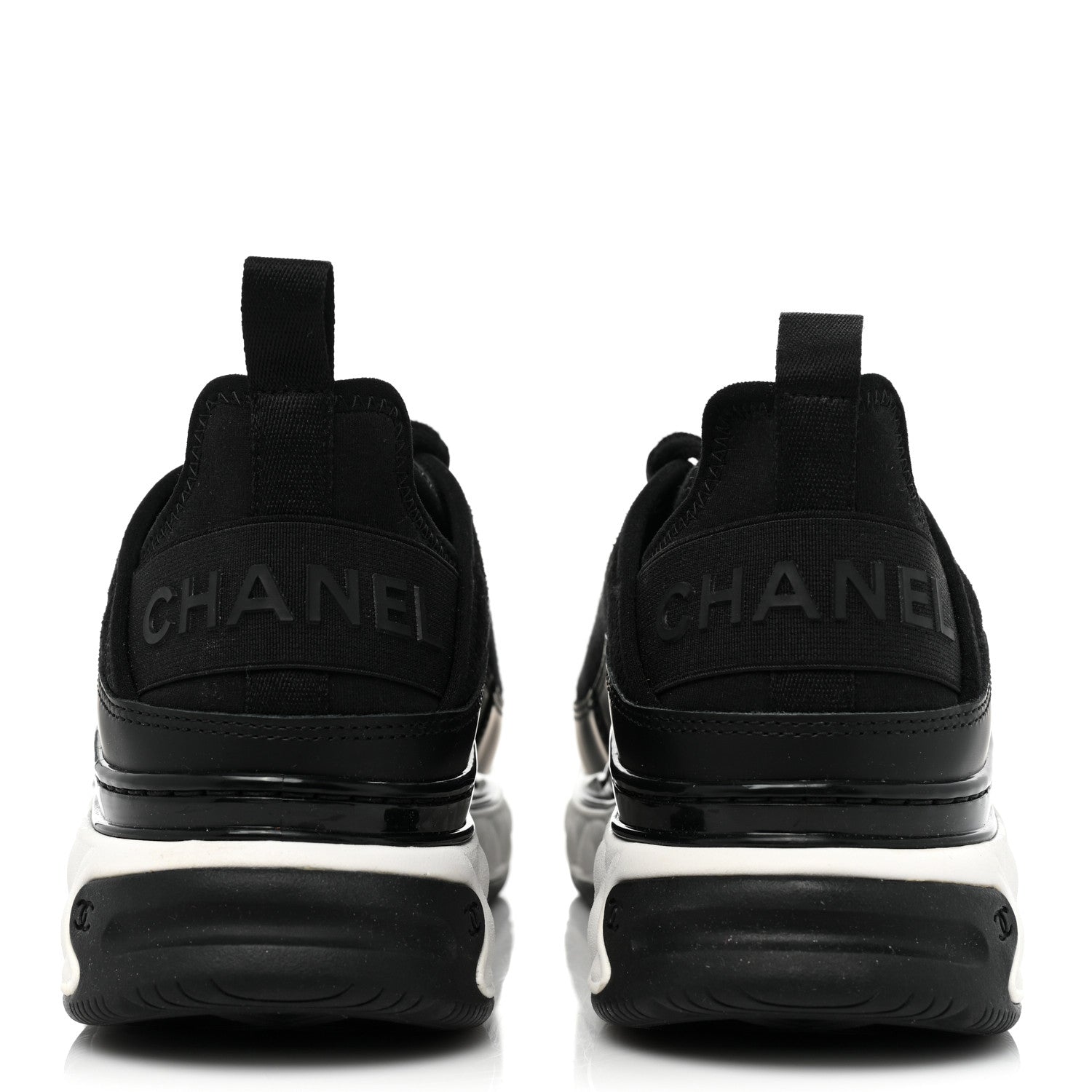 Chanel Velvet Calfskin Mixed Fibers CC Sneakers 37 Black 4 of 9