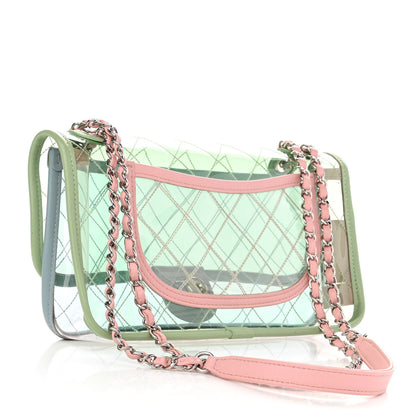 Chanel Lambskin PVC Quilted Medium Coco Splash Flap Blue Green 3 of 10