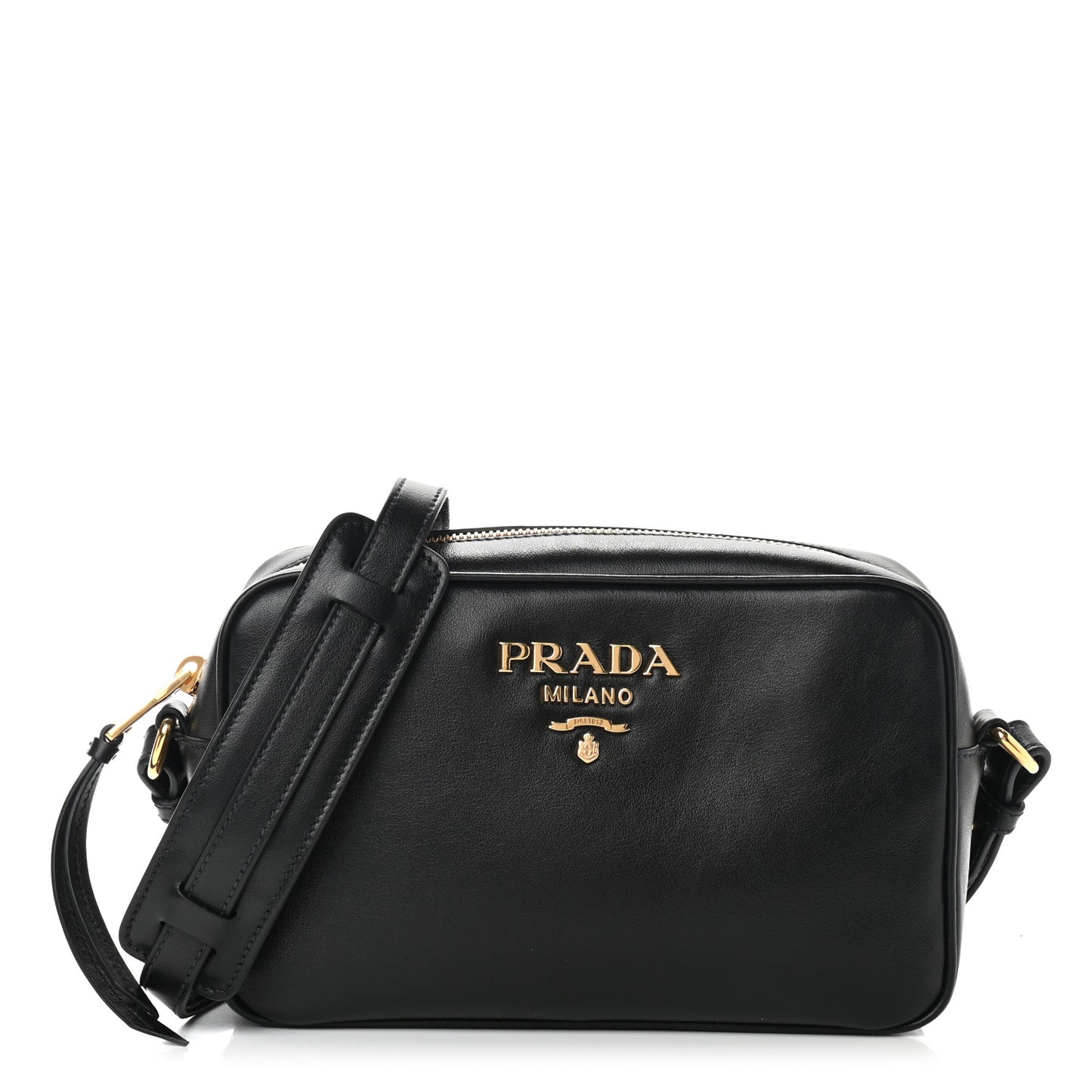 Soft Calfskin Camera Crossbody Bag Black
