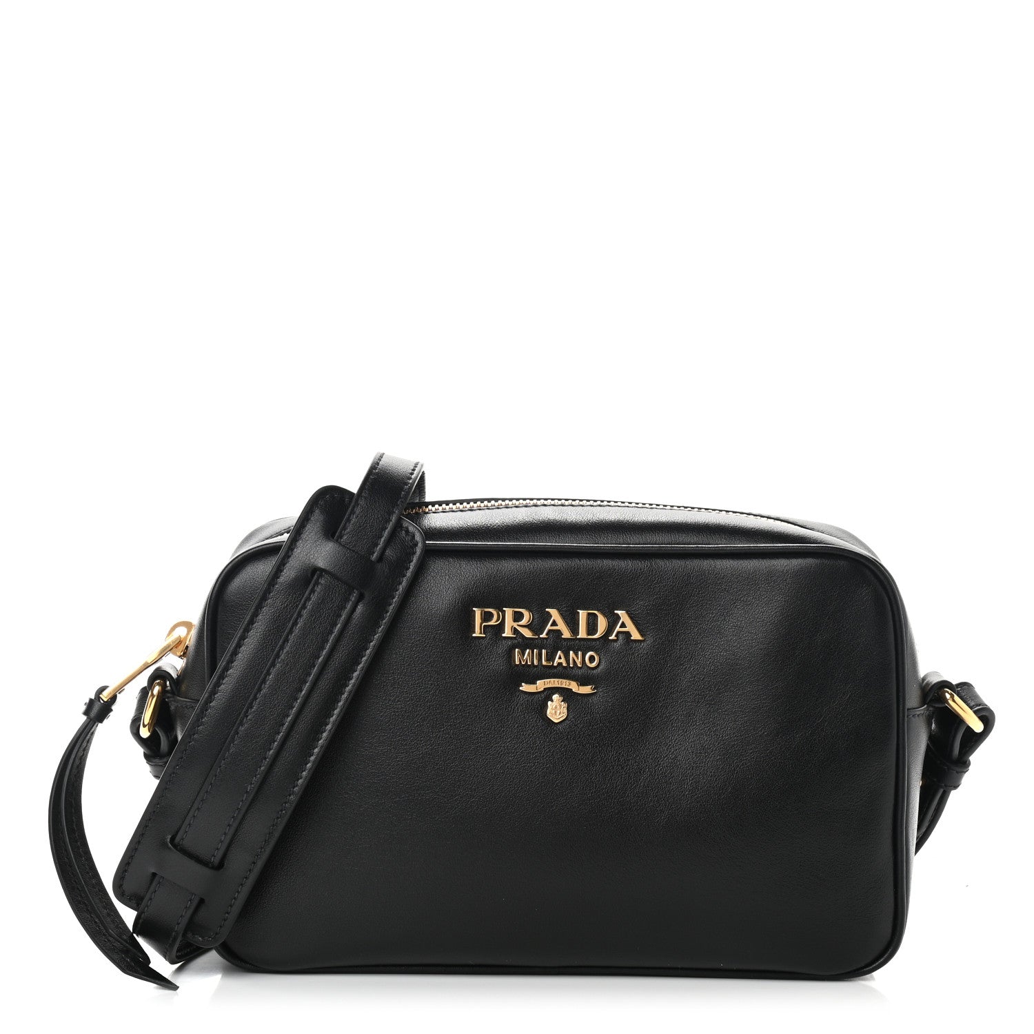 Prada Soft Calfskin Camera Crossbody Bag Black 1 of 8