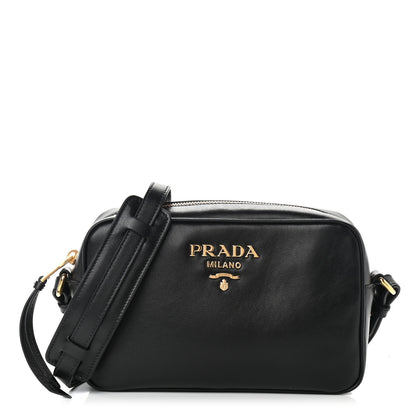 Prada Soft Calfskin Camera Crossbody Bag Black 1 of 8