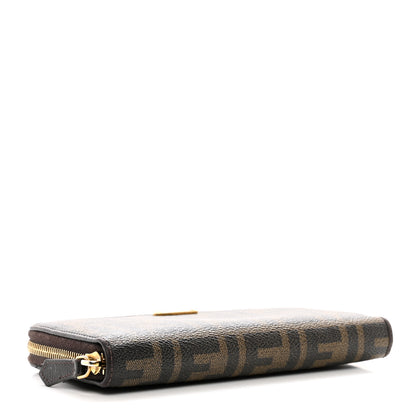 Fendi Zucca Spalmati Vitello Elite Zip Around Wallet Tobacco Ebano 4 of 7