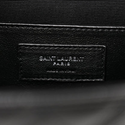 Saint Laurent Grain De Poudre Textured Mixed Matelasse Triquilt Medium Monogram Satchel Black 6 of 9