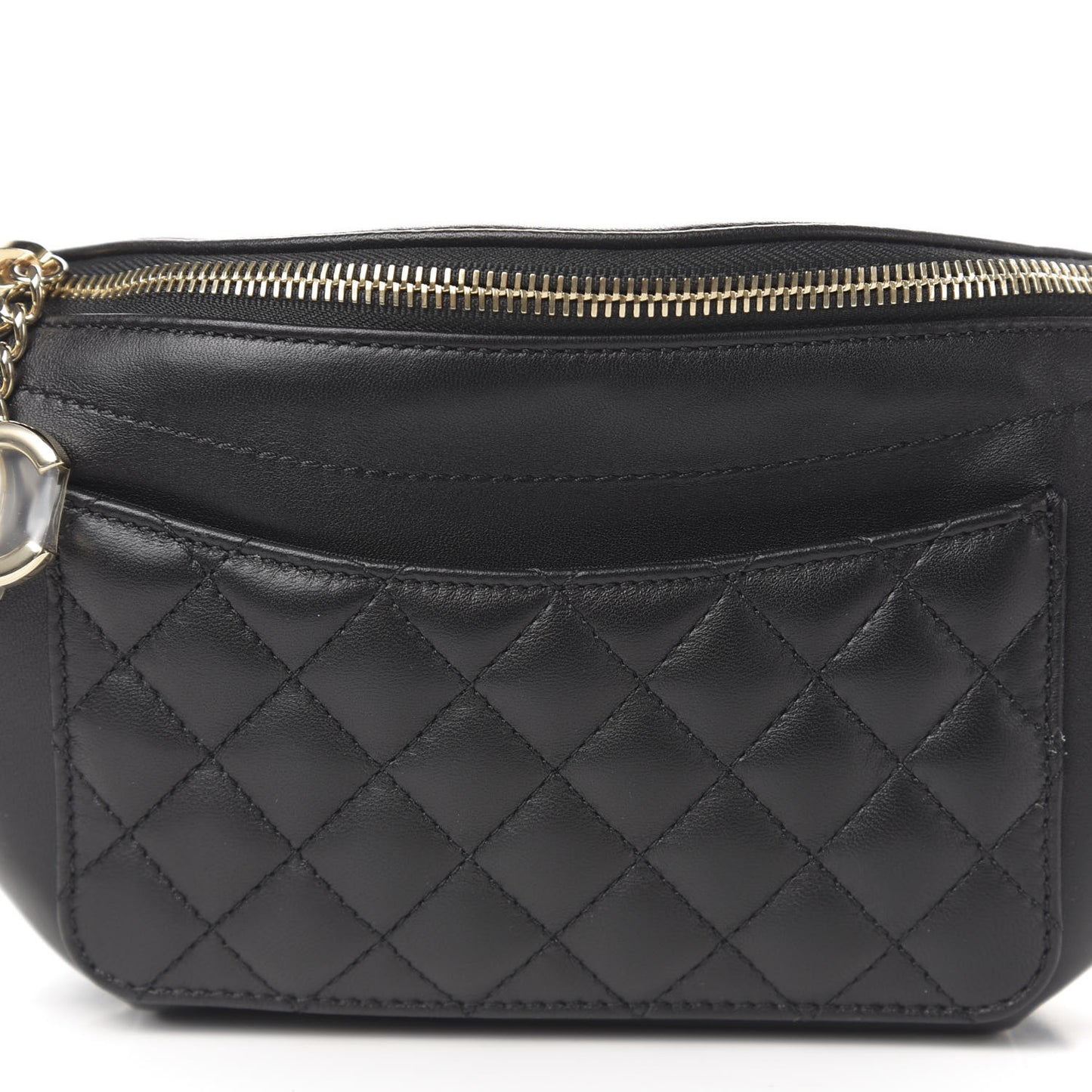 Lambskin Quilted Waist Bag Fanny Pack Black