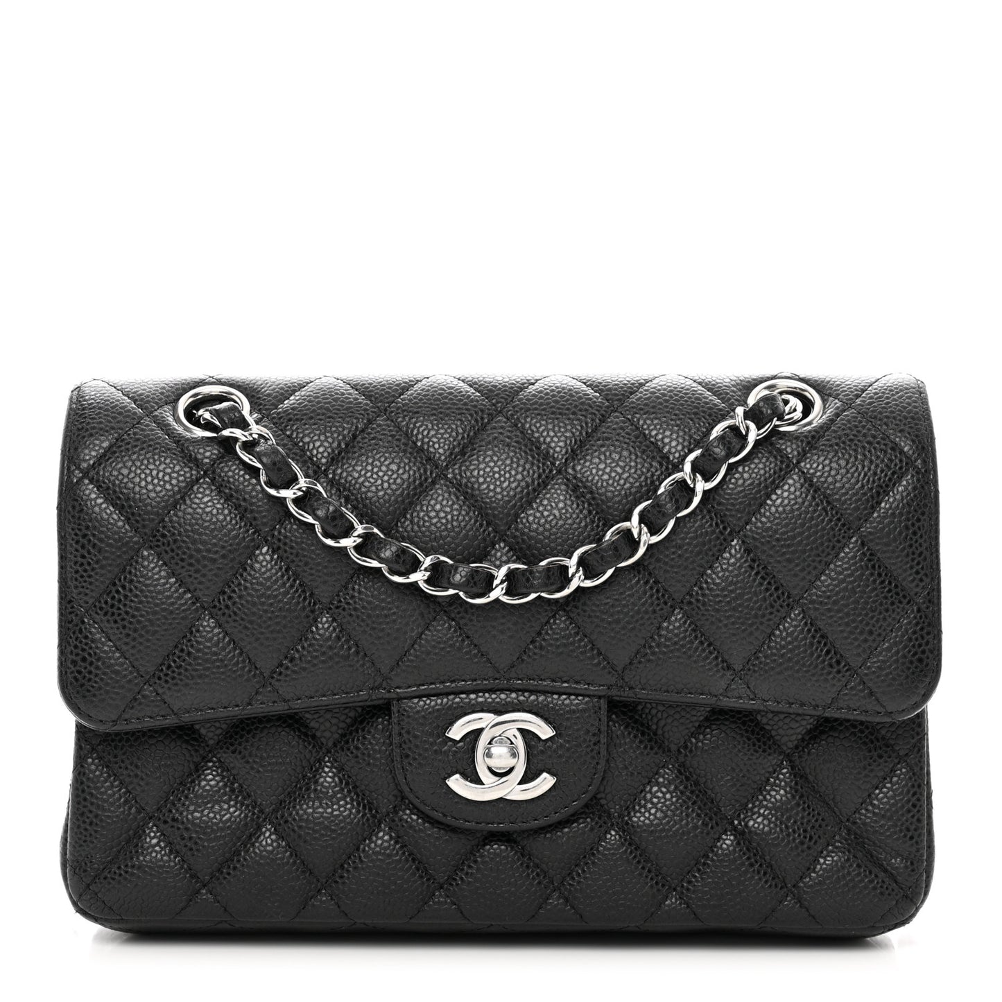 Caviar Quilted Small Double Flap Black