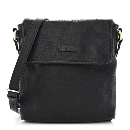 Gucci Guccissima Small Flap Messenger Bag Black 1 of 13