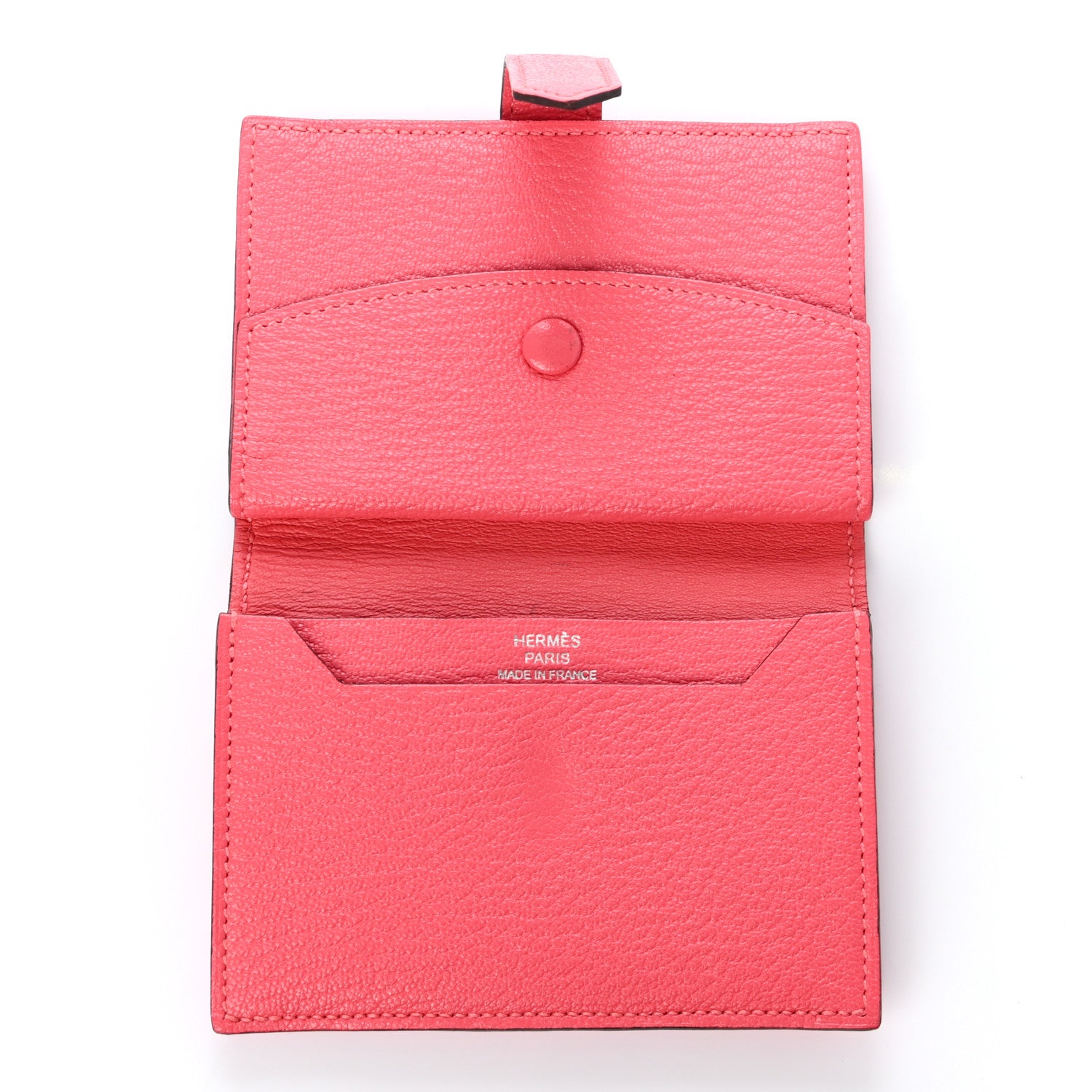 Hermes Chevre Mysore Mini Bearn Wallet Rose Lipstick 5 of 9