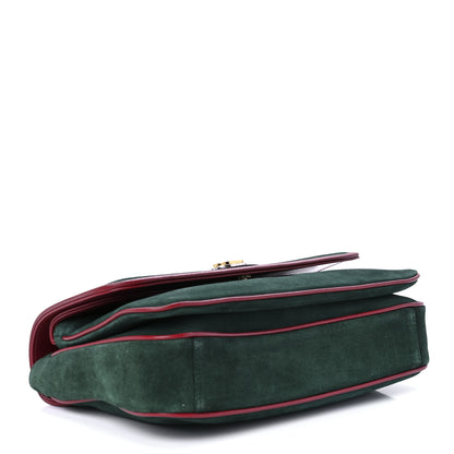 Gucci Suede Azalea Calfskin Small Marina Chain Shoulder Bag Green Red 3 of 11