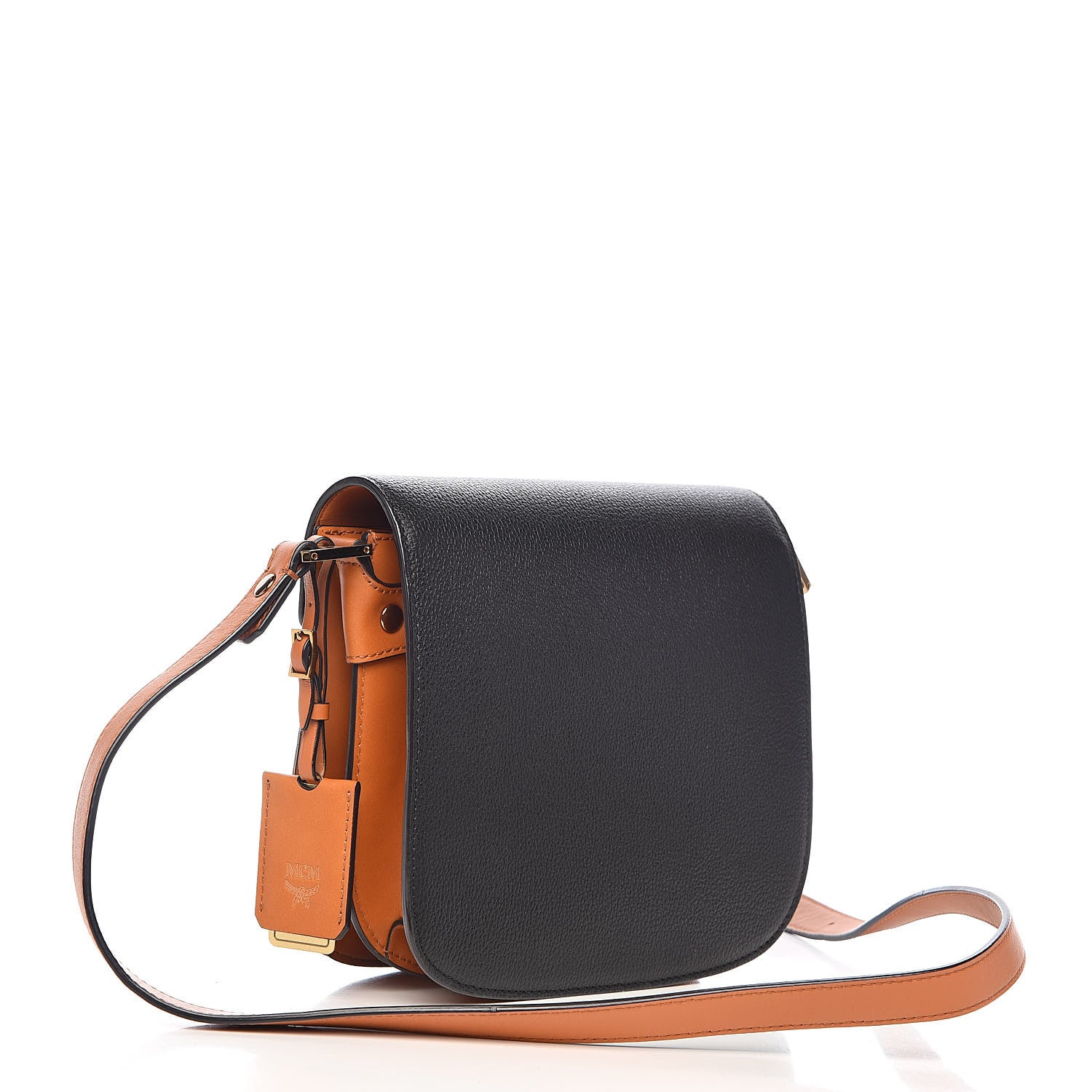 MCM Visetos Calfskin Small Patricia Crossbody Bag Cognac Black 3 of 10