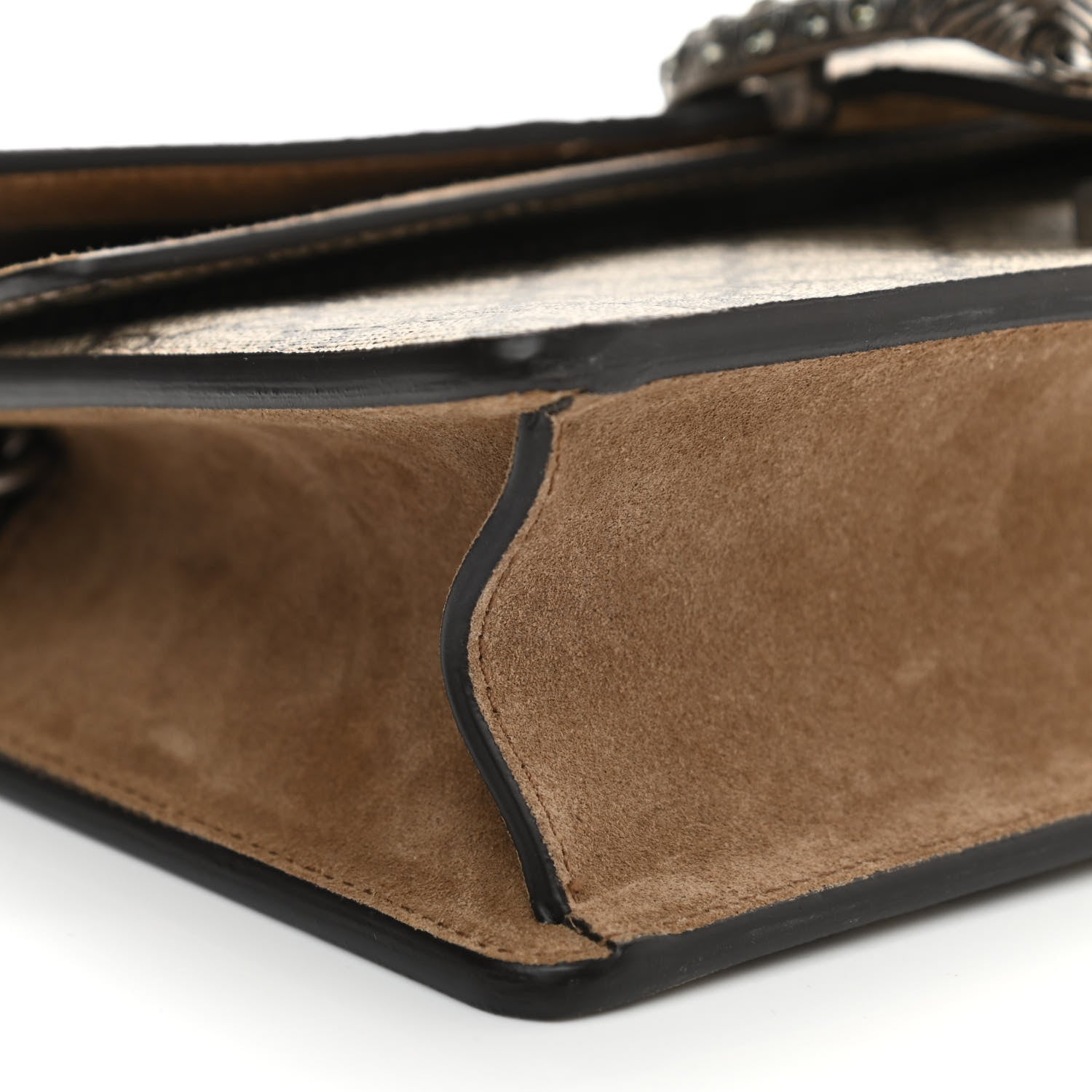 Gucci GG Supreme Monogram Suede Crystal Small Dionysus Shoulder Bag Beige Ebony Taupe 8 of 9