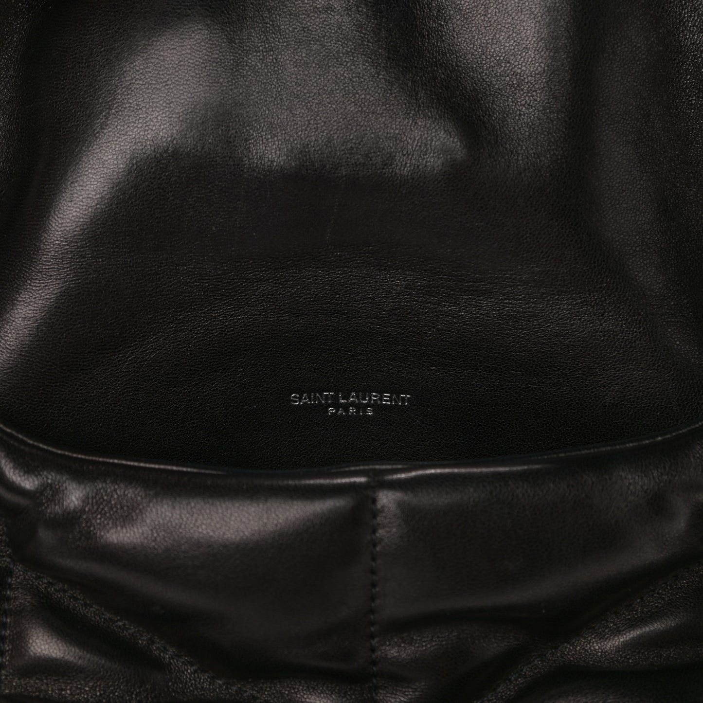 Lambskin Quilted Small Loulou Puffer Monogram Chain Satchel Black