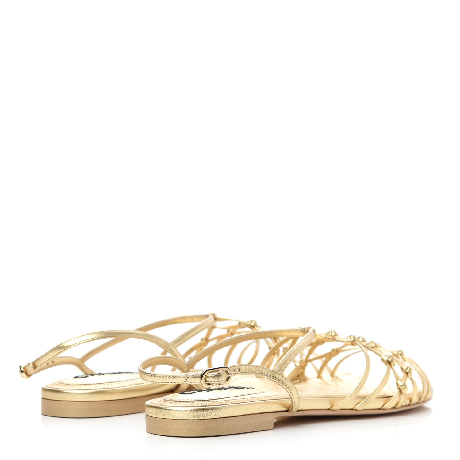 Chanel Laminated Lambskin CC Sandals 39.5 Gold 6 of 30