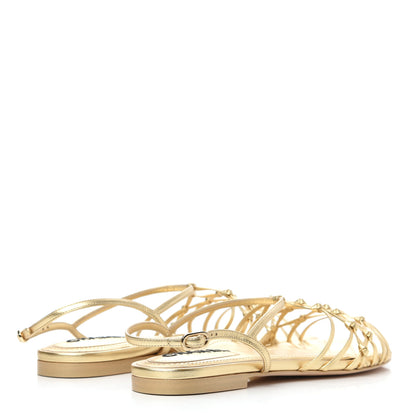 Chanel Laminated Lambskin CC Sandals 39.5 Gold 6 of 30