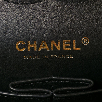 Chanel Lambskin Quilted Medium Double Flap Black White 6 of 10