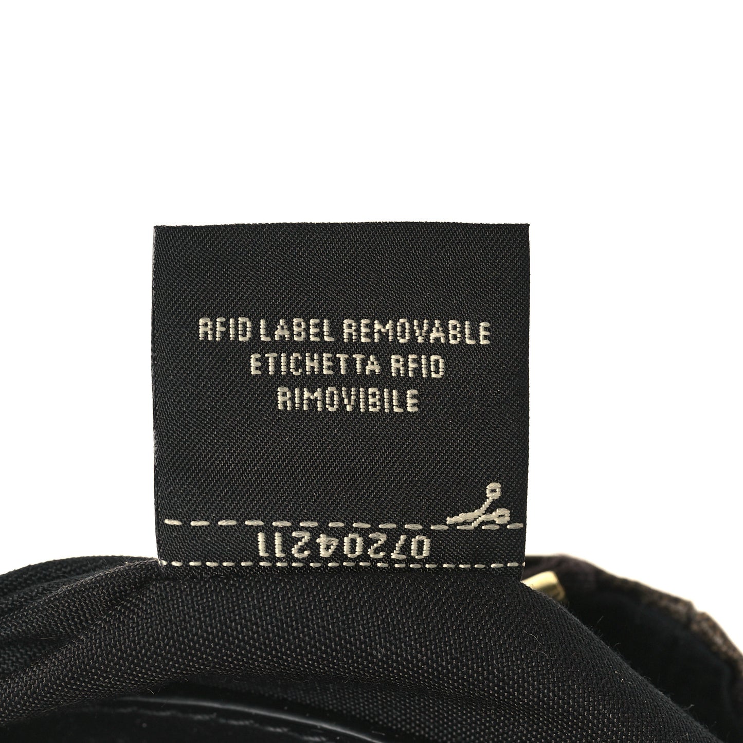 Glazed Fabric Vitello Century FF 1974 Stamp Patch Small FFreedom Flat Pouch Mogano Panna Black