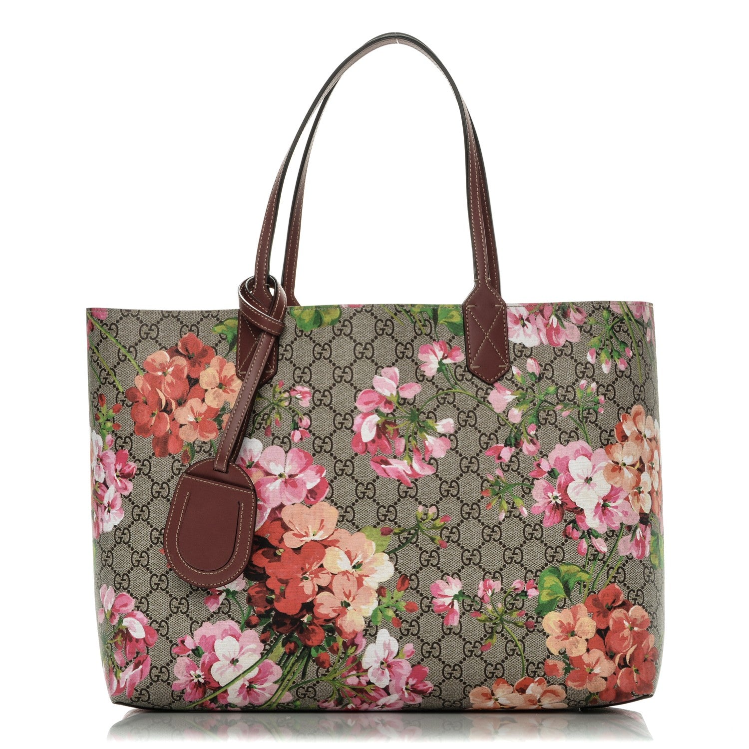 Gucci GG Supreme Monogram Blooms Medium Reversible Tote Beige Multicolor Dry Rose 1 of 12