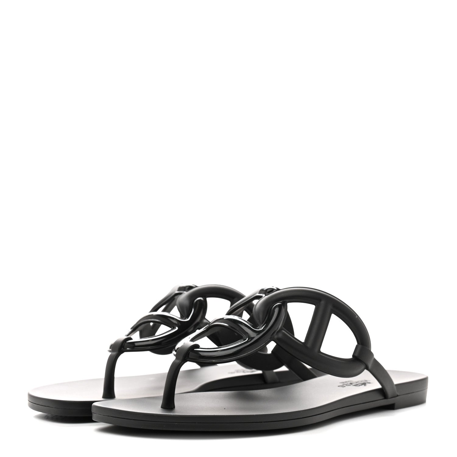 Hermes Rubber Womens Egerie Sandals 36 Black 4 of 11